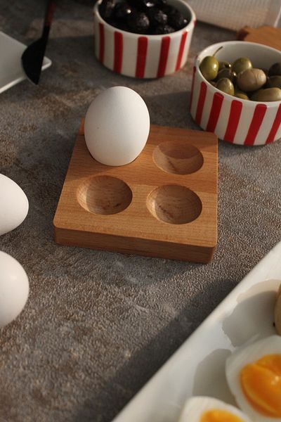 Teknofors Wooden 4-Piece Breakfast Egg Bowl