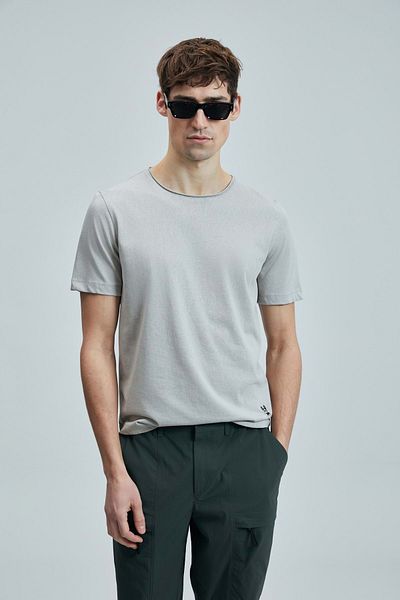 Lufian 111020259 Junya Ανδρικό T-Shirt Basic Ανδρικό T-shirt Μπεζ