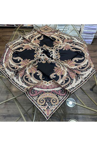 Vissona Twill Silk Φουλάρι Μαύρο, Μπορντό
