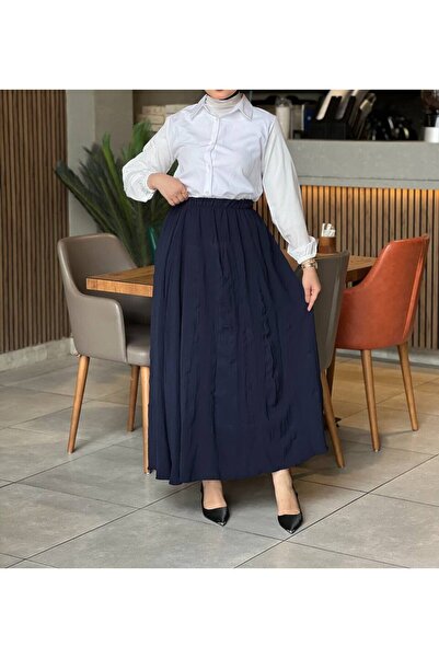 Esre Store 7757 - Fusta cu pliuri, stil Hijab, Albastru Marin