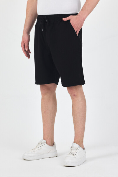 kırtex sport k teks şekil Erkek Siyah Basic Keten Şort & Bermuda