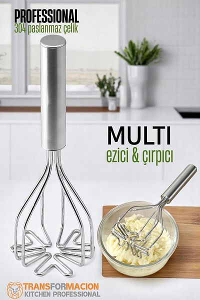 Transformacion Potato Masher Professional 304 Stainless Steel Carrot Banana Avocado Masher