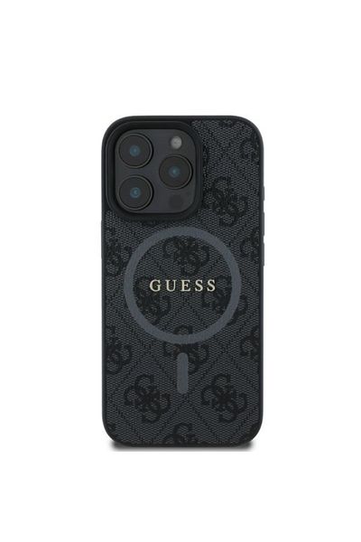 Guess Case for iPhone 16 Pro Max - Guess 4G Ring Classic Logo MagSafe (GUHMP16XG4GFRK) - Black