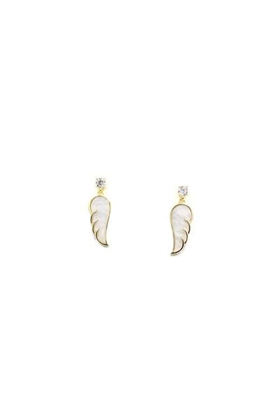 PRATİKOBA Silver Needle Angel Wing Earrings - Gold