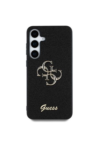 Guess Case for Samsung Galaxy S25 - Guess Glitter Script Big 4G Logo (GUHCS25SHG4SGK) - Black