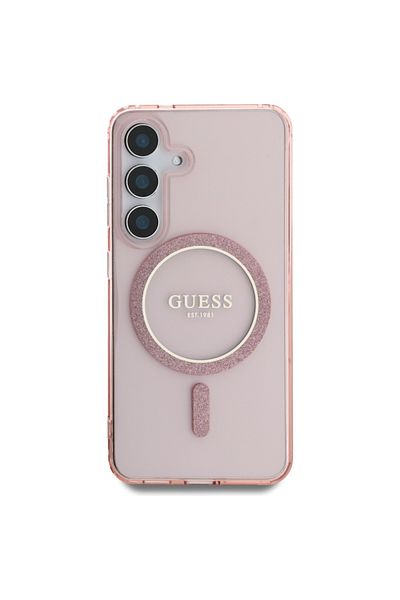 Guess Case for Samsung Galaxy S25 - Guess IML Glitter Circle MagSafe (GUHMS25SHFGEREP) - Pink