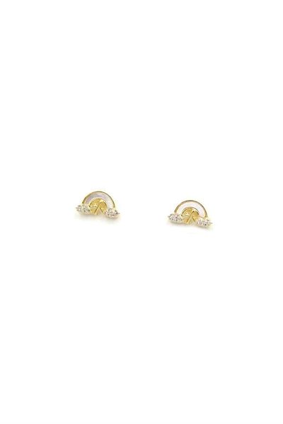 PRATİKOBA Silver Needle Rainbow Earrings - Gold