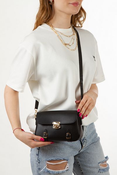 Adelina Bags Geantă de umăr neagră și bej cu blocare pentru femei, geantă 2 bucăți