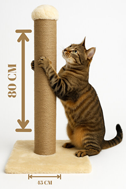Pets Fav Cat Scratching Board 4 Color Options Plush Base Scratching Post 80 cm with Natural Jute Rope