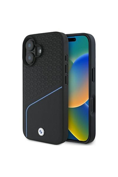 BMW Husă pentru iPhone 16 - BMW Signature Leather MagSafe (BMHMP16S23RDCLK) - Negru