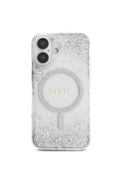 Guess Carcasă pentru iPhone 16 - Guess Hardcase Resin Gradient Glitter MagSafe (GUHMP16SRGGES) - Argintiu