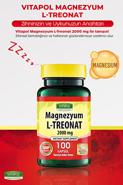 Vitapol Magnesium L-Treonate 2000Mg - 100 Vegan Capsules