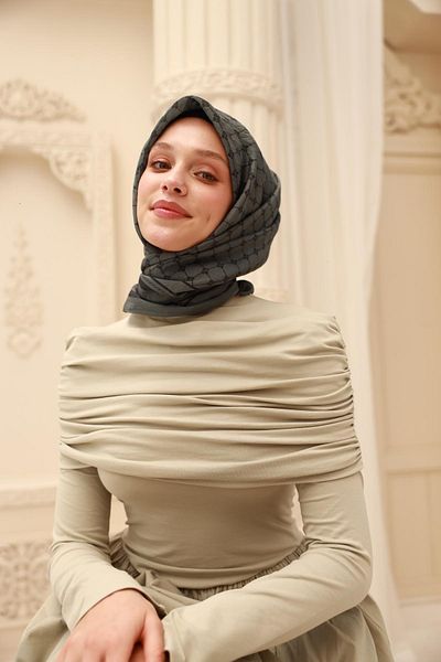 Silk Home Κασκόλ Olinda 48004 -6485 90 x 90 Πράσινο - Γκρι - Μπλε Navy 81