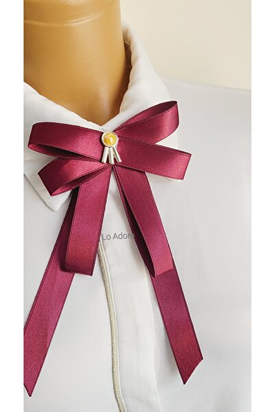 LO ADORO Women's Tie Shirt Accessory Stone Detail Ornate Tie Women's Collar Pin Brooch Special Design Tie