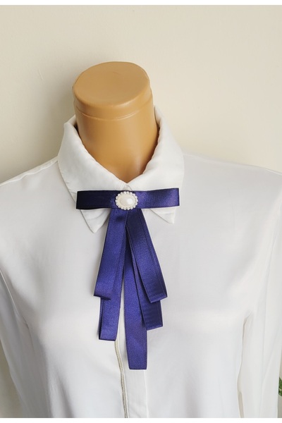 LO ADORO Women's Tie Shirt Accessory Stone Detail Ornate Tie Women's Collar Pin Brooch Special Design Tie