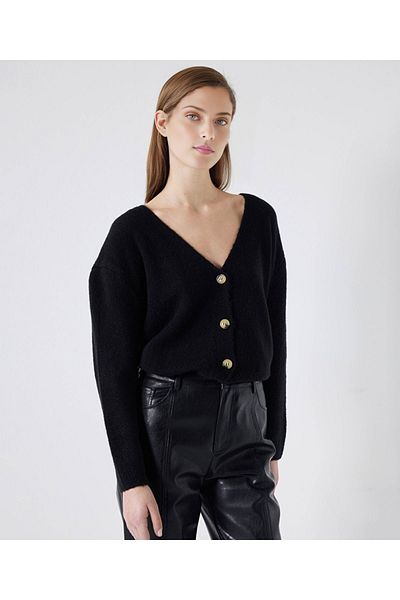 KURGAN TEKSTİL Women's V-Neck Buttoned Basic Cardigan