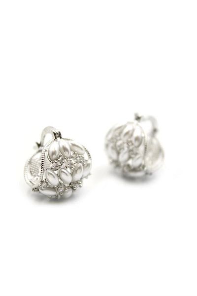 PRATİKOBA Pearl Hoop Earrings - Silver