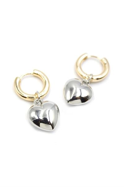 PRATİKOBA Heart Earrings - Silver