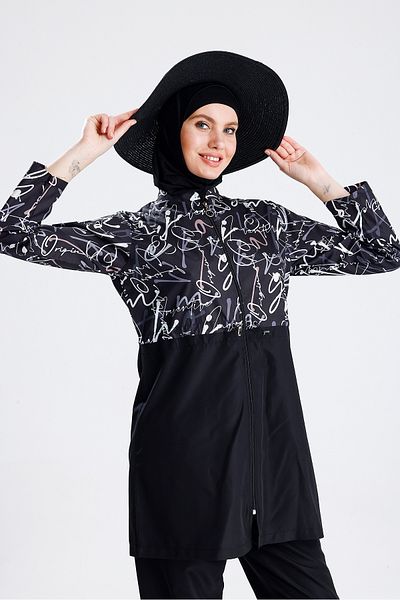 medipek Water Repellent Parachute Hijab Swimsuit Straw Hat Not Included Black Written