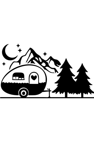 Reysa Tasarım ملصق جبال القافلة 25x15 سم أسود