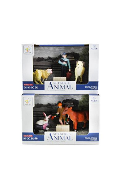 NEWBRENDHOME ألعاب تعليمية توضيحية مجموعة مزرعة من البلاستيك في صندوق لعبة لل...