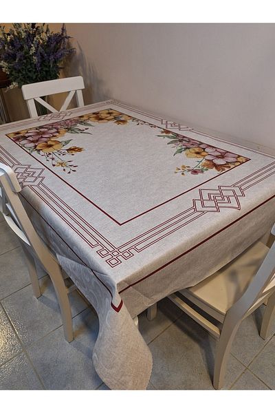 Başak Ev Tekstili DORA PANO Pânză uleioasă din PVC pe bază de fibre - Față de masă gata de ștergere cu model 120 X 155
