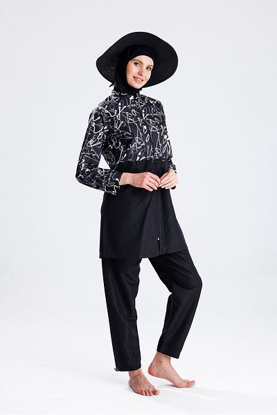 medipek Water Repellent Parachute Hijab Swimsuit Straw Hat Not Included Black Written