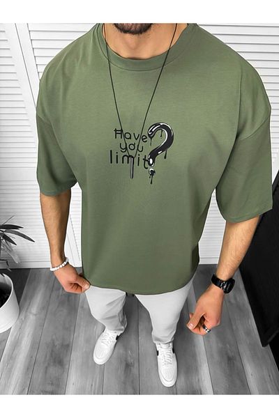 dehaine Men's T-shirt, Oversize, with print, khaki, 11818