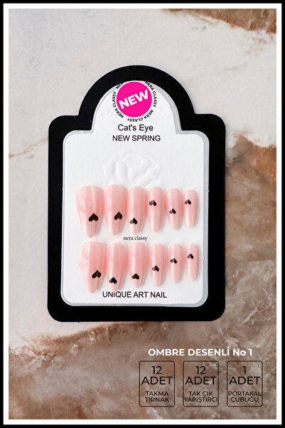 Nera Classy Ombre Kedi Gözü 12'li Takma Tırnak - Ombre Cat Eyes (Yansımalı) T...