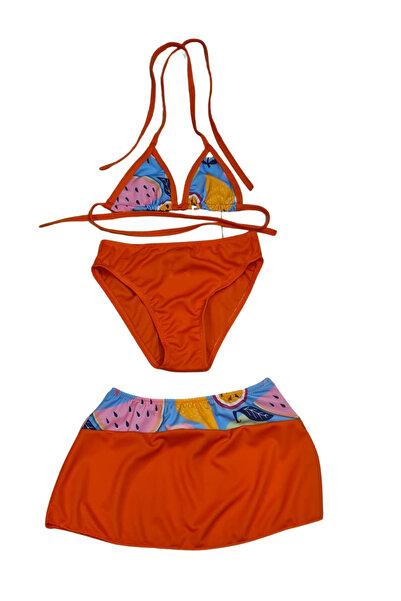 Butik طقم بيكيني بناتي منقوش بالفواكه باللون البرتقالي من Glowzia