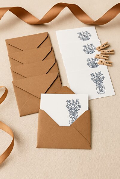 Emtory Home 15 Adet Kraft Zarf ve Mandallı  Vazo Çiçek Kart - Hediye Paketlem...