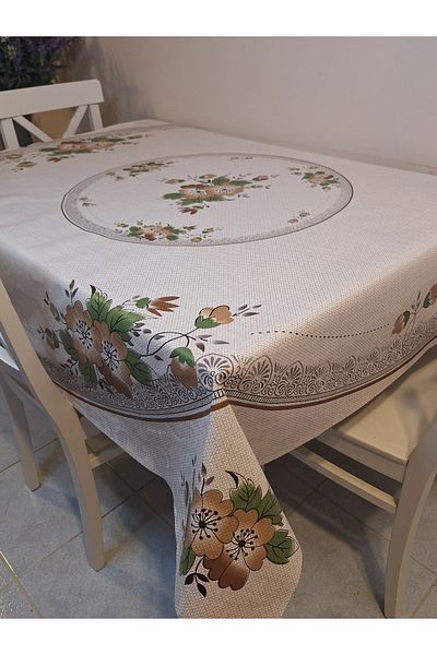 Başak Ev Tekstili Покривка за маса DORA PANO от PVC линолеум с фибри - шарена, мокра, 140 x 140