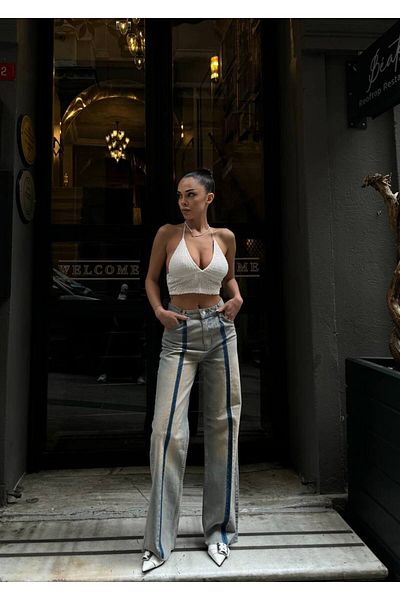 DENİKK Trend Special Design Wide Leg Straight Fit Palazzo Trousers 25