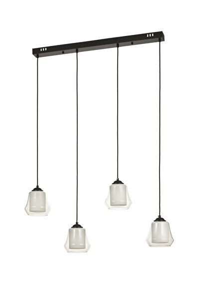 Avizemoda Venita 4 lü Yemek Masası Üstü Şeffaf+Beyaz Çift Camlı Modern Sarkıt...