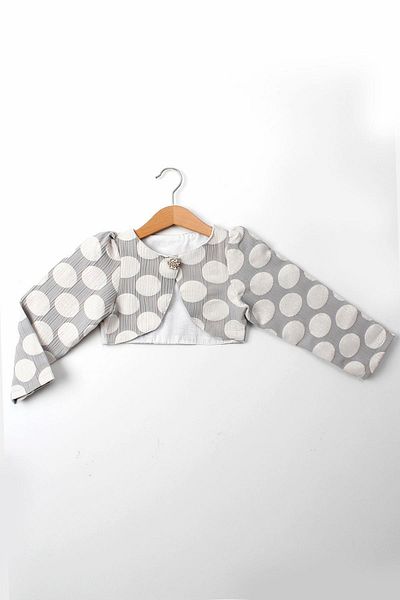 Çocuksan Baby&Kids Wear Сиво болеро на точки за момиче - Вечерен топ - Стилно яке с покана