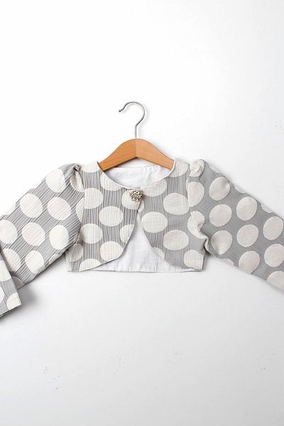 Çocuksan Baby&Kids Wear Сиво болеро на точки за момиче - Вечерен топ - Стилно яке с покана