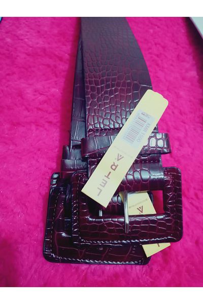 hoaryage Snake Printed Wide, Buckle Faux Leather Belt Average Length 95 cm Width 6 cm