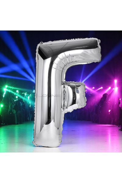 Kuzey High Quality 1 Metre Silver F Letter Balloon Silver F Letter Foil Balloon Helium Gasina Flying Balloon Suitable for