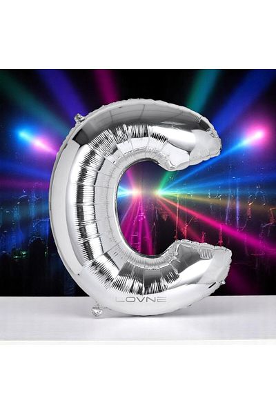 Kuzey High Quality 1 Meters Silver C Letter Balloon Silver C Letter Foil Balloon Helium Gasina Flying Balloon Suitable for