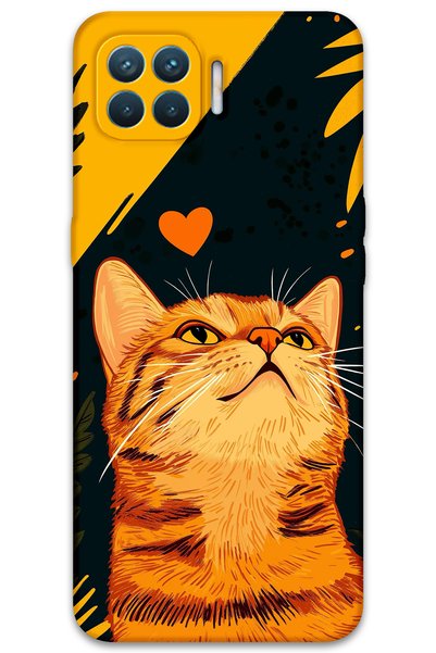 Gramaphone Oppo Reno 4 Lite Compatible Cat Patterned Phone Case + Screen Prot...