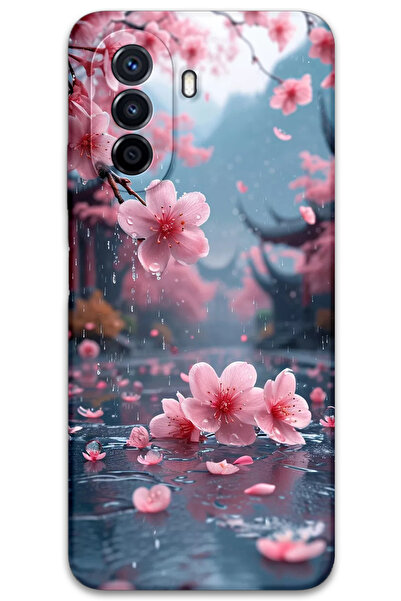 Gramaphone Huawei Nova Y70 Uyumlu Çiçek Desenli Telefon Kılıfı + Ekran Koruyu...