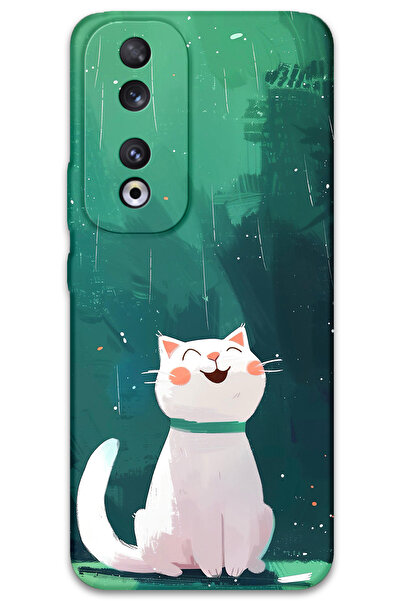 Gramaphone Huawei Honor 90 Uyumlu Kedi Desenli Telefon Kılıfı + Ekran Koruyucu - 5781