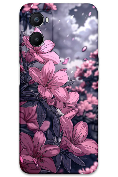 Gramaphone Oppo A96 Uyumlu Çiçek Desenli Telefon Kılıfı + Ekran Koruyucu - 5796