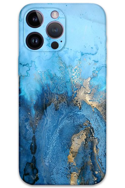 Gramaphone iPhone 14 Pro Compatible Marble Pattern Phone Case + Screen Protec...