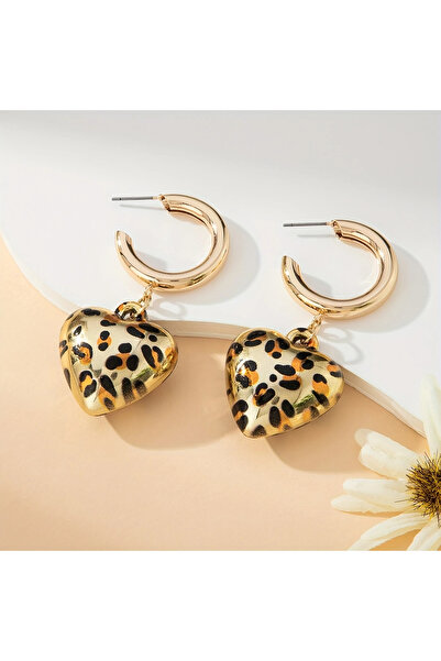 Redhead Akrilik Leopar Kalp Hafif Küpe