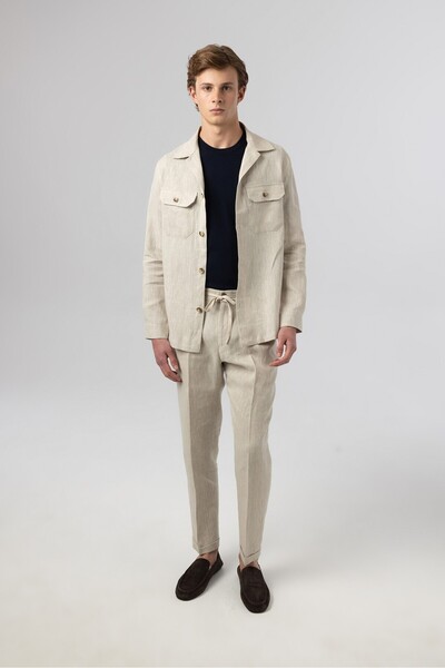 Score Michail İtalyan Stil Slim Fit Keten Ceket 5259-02
