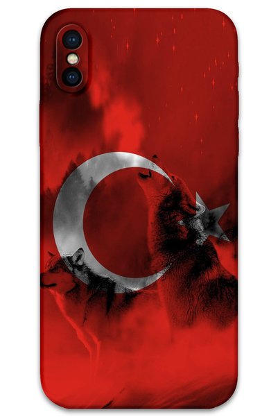 Gramaphone حافظة هاتف بنمط العلم التركي متوافقة مع هاتف iPhone Xs + واقي شاشة...