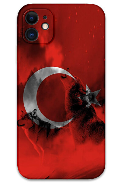 Gramaphone iPhone 11 Uyumlu Türk Bayrağı Desenli Telefon Kılıfı + Ekran Koruy...