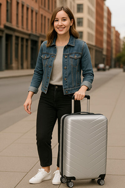 Wexta WX-1001 Gümüş Orta Boy Abs Valiz / Seyahat Bavul