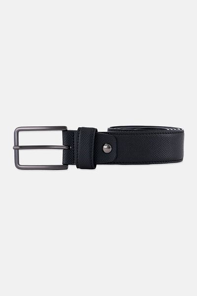 Cerruti 1881 Men Pin Buckle Leather Belt, Black